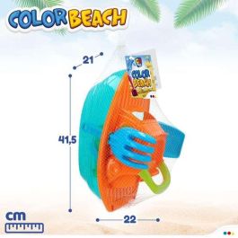 Cubo playa 14 cm con yate 36 cm, pala, rastrillo y 3 moldes en red Cubo playa 14 cm con yate 36 cm, pala, rastrillo y 3 moldes en red