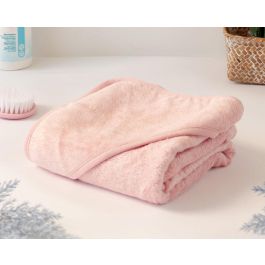 KioKids Toalla de Baño para Bebé 100% Bambú con Capucha Oekotex Standard 100, Rosa 76x76 cm - Piel Sensible +0 Meses