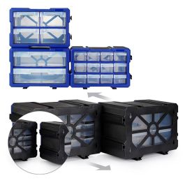 Workpro Organizador Apilable 12 Cajones Transparente PP 295x195x160mm para Almacenamiento y Organización