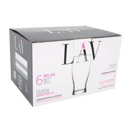 Lav Set 6 Vasos Cerveza Belek 375 cc - Vasos de Vidrio para Hostelería (8 Cajas)