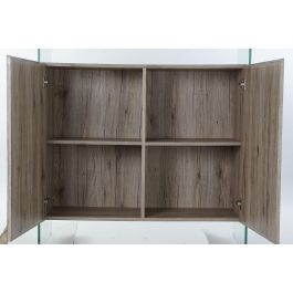 DKD Home Decor Aparador Moderno Natural de MDF y Cristal Templado 120x44x120 cm con 2 Puertas y 3 Estantes Desmontable DKD Home Decor Aparador Moderno Natural de MDF y Cristal Templado 120x44x120 cm con 2 Puertas y 3 Estantes Desmontable