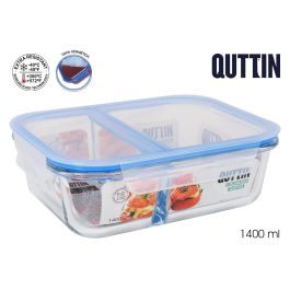 Quttin Recipiente Rectangular con 2 Compartimentos, 23.5 x 17.7 cm, 1.4 L (6 Unidades) Precio: 35.50000003. SKU: B169AL2HBL