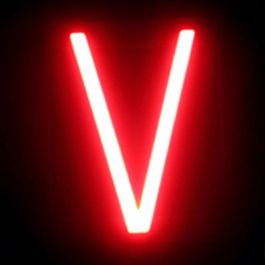 Letra LED Neon V Ancho 108Mm Alto 161Mm Fondo 38Mm - - Letra LED Neon V Ancho 108Mm Alto 161Mm Fondo 38Mm - -