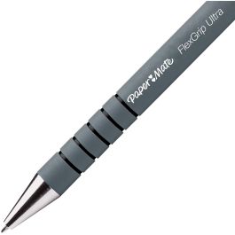 Papermate Bolígrafo retráctil negro, tinta de aceite, trazo 0,4 mm, punta 1 mm, cuerpo de caucho