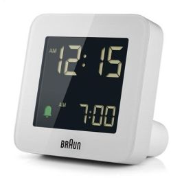 Braun BC-09-W Reloj Despertador Digital Blanco con Pantalla LCD Retroiluminada y Función Snooze