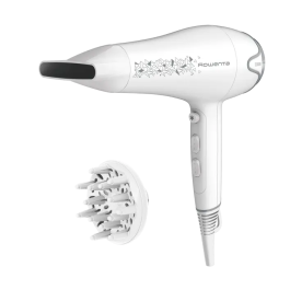 Rowenta Secador de Pelo CV5709F0 2200W Blanco - Secado Ultrarrápido, 6 Ajustes, Boquilla Concentradora y Difusor