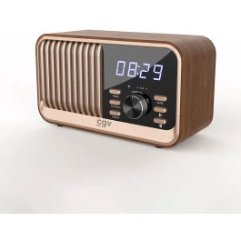 CGV BeBop FM CVG3322101307008 - Radio FM Portátil con Bluetooth, Batería Incorporada, Diseño en Madera