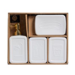 Set de Baño Blanco Cerámica 27,5 x 7 x 24 cm