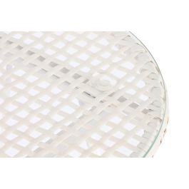 DKD Home Decor Silla Terraza Y Jardin Blanco Set de 3 57.5 x 82 x 56 cm Ratan Sintetico Hierro Poliester