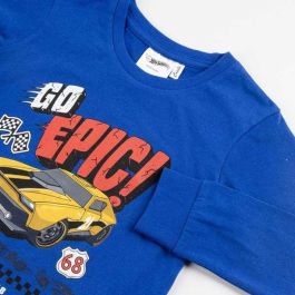 Cerdá Pijama largo Hot Wheels para niño de 5 años - Single Jersey - Color azul