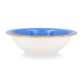 Quid Bol Cerámico Vita Azul 18 cm Azul (6 Uds) Pintado a Mano, Apilable, Apto Microondas y Lavavajillas, Diseño Español, Material Natural