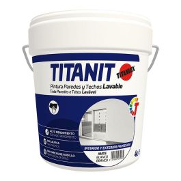 Titan Pintura para paredes y techos lavable blanco mate interior y exteriores protegidos 4 l 029190004