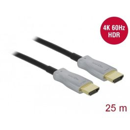 DeLOCK Cable Óptico Activo HDMI 4K 60Hz, 25m, 18 Gbit/s, Macho/Macho, HDR, HDCP 2.2, Negro