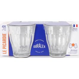 Duralex Set 4 Vasos Picardie Transparente 130 cc Ø 6.9 x 7.2 cm Vidrio Templado (12 Cajas)