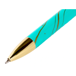 Belius Aqua Boligrafo Aluminio Turquesa Dorado Tinta Azul Punta 1mm Caja Diseño