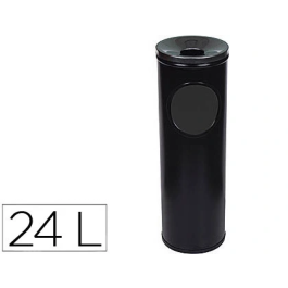 Sie Cenicero papelera 401 redondo negro metalico acero capacidad 24L Ø 21,5x66 cm