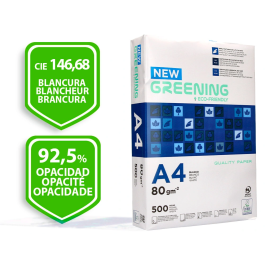 Greening Papel Fotocopiadora Din A4 80 Gramos Paquete 500 Hojas