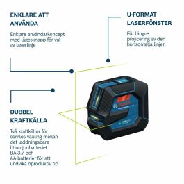 BOSCH PROFESSIONAL GLL 20-22 G Láser de Línea Verde Doble Alimentación, Precisión ± 0,3 mm/m