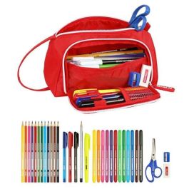 Estuche Escolar con Accesorios Sevilla Fútbol Club Rojo (32 Piezas)