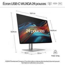 HP 724pu Monitor Series 7 Pro 24 pulgadas WUXGA USB-C, Pantalla 16:10, Precisión de Color y Hub de Productividad
