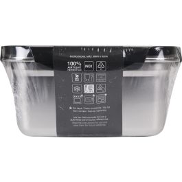 Quttin Fiambre Acero 2.6L para Microondas y Horno 23 cm x 17.9 cm x 11.6 cm (12 Unidades)