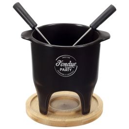 Cook Concept Fondue Bistrot para 1 o 2 Personas con 4 Pinchos Inox y Base Bambú