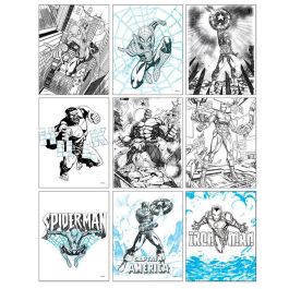 Marvel Set Papelería Coloreable Vengadores Avengers: Cuadernos A4 y A5, 5 Lápices Colores y Pegatinas