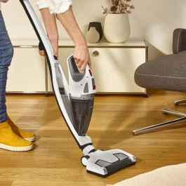Severin HV 7173 Aspirador Escoba 2 en 1 Sin Cable Seco 120W, con Batería de Litio y Autonomía de 35 minutos, Colores Blanco y Negro