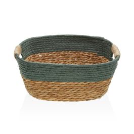 Cesta con asas verde M Versa 23x15x31 cm - Algas y papel (2 Unidades)