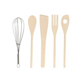 DKD Home Decor Set Utensilios Básicos de Cocina Porcelana Bambú 6 Piezas Blanco Natural Apto Lavavajillas 11x11x25 cm DKD Home Decor Set Utensilios Básicos de Cocina Porcelana Bambú 6 Piezas Blanco Natural Apto Lavavajillas 11x11x25 cm