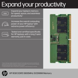 HP 8GB DDR5 5600MHz SODIMM Memory para portátiles y sistemas compactos