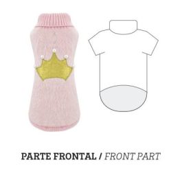 Nayeco Jersey Queen para mascota, de punto cálido, con corona dorada de purpurina y cuentas de perlas, ojal correa, 50 cm