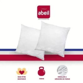 ABEIL Lote de 2 almohadas de memoria acolchadas 60x60 cm blanco ABEIL Lote de 2 almohadas de memoria acolchadas 60x60 cm blanco