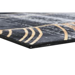 DKD Home Decor Alfombra Moderna de Poliéster, Diseño Geométrico Negro y Dorado, 240x60 cm, Pack de 2 Unidades (260 gsm) DKD Home Decor Alfombra Moderna de Poliéster, Diseño Geométrico Negro y Dorado, 240x60 cm, Pack de 2 Unidades (260 gsm)