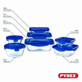 Pyrex PYR3426470278027 - Juego de 7 Recipientes para Guardar Alimentos Cook & Go de Vidrio con Tapa Hermética