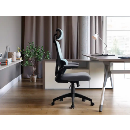 Q-connect Silla de Dirección Sorrento Malla Base Metálica Ruedas Premium, Color Azul Gris, Altura Máx. 1320 mm, Ancho 650 mm, Profundidad 600 mm