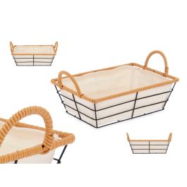 Cesta rectangular Kinvara con asas de metal, 29.5x12.5x19.5 cm, color natural (24 Unidades) Precio: 68.68999995. SKU: B19KKYDRQA