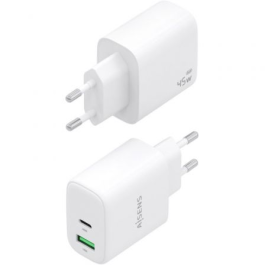 Aisens Cargador Pared GaN A110-0971 45W 1xUSB-C 1xUSB Blanco