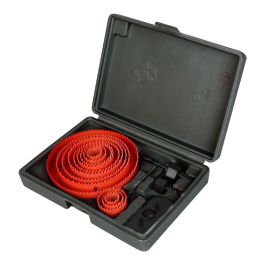 Workpro Juego de Sierras de Corona 12 Piezas, Medidas 19-127 mm con 2 Árboles, Llave Hexagonal y Placa de Acero