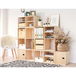 Astigarraga Estantería modular de 3 cubos de pino macizo Dinamic 107 x 36,2 x 34 cm Madera clara