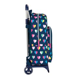 Mochila Escolar con Ruedas Benetton Corazones Azul marino 30 x 46 x 14 cm