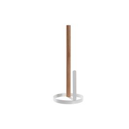 DKD Home Decor Yamazaki 22 Portarrollos de Baño de Metal y Pino, Colores Blanco y Natural, 13 x 31.5 x 13 cm