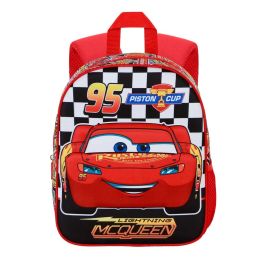 Disney Cars 3 Elite Racer Mochila 3D Preescolar Relieve Frontal Acolchada Bolsillo Lateral Roja 7L 10x25x30cm