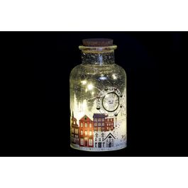 DKD Home Decor Decoración Navideña Luminosa Tradicional Bote Cristal LED Multicolor Pilas AA 10x18x10 cm