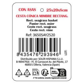 Inde Cesta Cónica de Mimbre Reciclado con Asa 25x20x8 cm (12 Unidades)