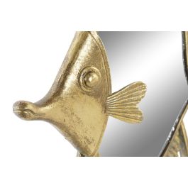 DKD Home Decor Decoración de Pared Dorado Resina Espejo Pez 3 x 38 x 25 cm