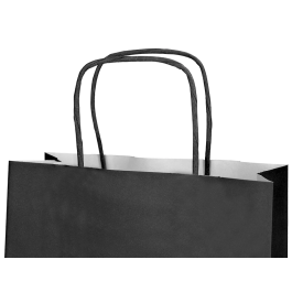 Q-connect Bolsa papel celulosa negro M con asa retorcida 270x370x120 mm