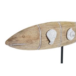 DKD Home Decor Figura Decorativa Pez Atlántico Madera Mango Aluminio Marrón Blanco Negro 9 x 38 x 54 cm