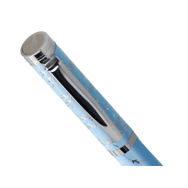 Belius Boligrafo Bella Aluminio Azul Celeste Diseño Plateado Relieve Tinta Azul Caja de Diseño