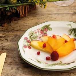Queen's Plato Postre Cerámico Victorian Orchard Estilo Inglés con Brillo 20,5 cm (6 Unidades) Apto Lavavajillas y Microondas, Apilable